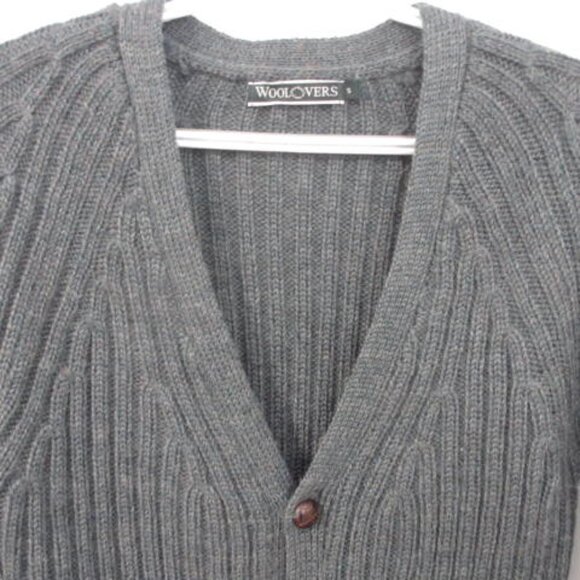 Woolovers Heavy 100% British Wool Ribbed Cardigan Preppy Minimalist - Picture 5 of 11